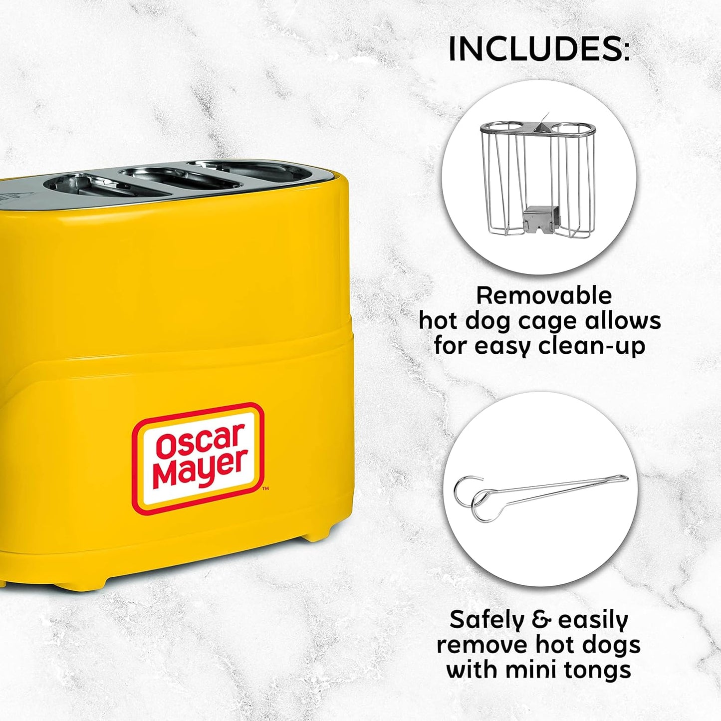 Nostalgia 2 Slot Hot Dog and Bun Toaster with Mini Tongs, Retro Toaster, Cooker that Works Chicken, Turkey, Veggie Links, Sausages Brats, Metallic Red