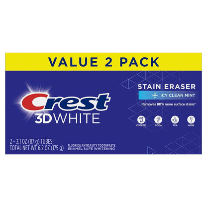 Crest 3D White Advanced Luminous Mint Teeth Whitening Toothpaste, 3.7 oz Pack of 4 - Helps Remove Surface Stains, Whitens Teeth, Strengthens Tooth Enamel, Protects Against Cavities