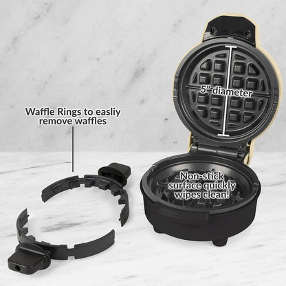 Nostalgia MyMini Cars and Trucks Shape Electric Waffle Maker, 5-Inch Non-Stick Griddle for Waffles, Hash Browns, Eggs, and More, Yellow