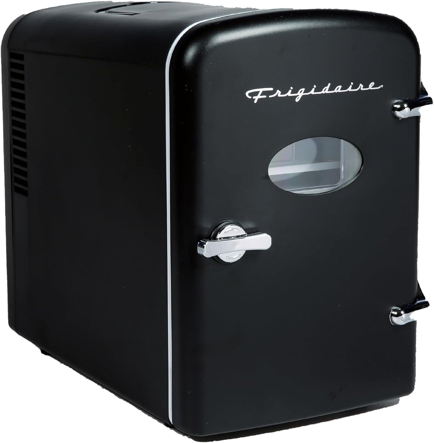 Frigidaire Retro Mini Fridge Cooler, 4L Capacity Chills 6 12oz Cans, 100% Freon-Free & Eco Friendly, Portable Fridge for Car, Office, Bedroom, Dorm Room, or Cabin - 9.84"D x 7.09"W x 10.35"H (Pink)