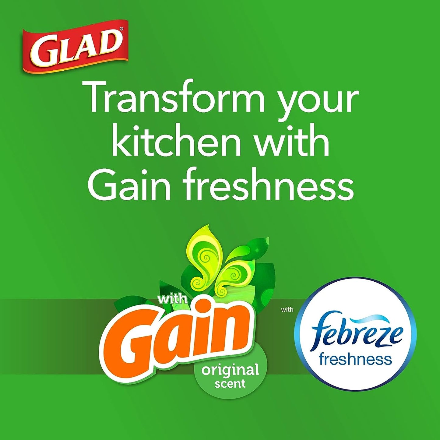 Glad Protection Series Force Flex Drawstring Gain Original Odor Shield 13 Gallon 1/110ct