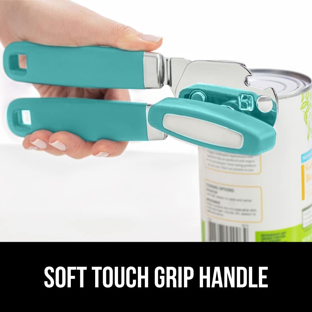 The Original Gorilla Grip Heavy Duty Stainless Steel Smooth Edge Manual Can Opener and Bottle Openers, Soft Handle, Rust Proof Oversized Handheld Easy Turn Knob, Multifunctional Kitchen Tool, Black