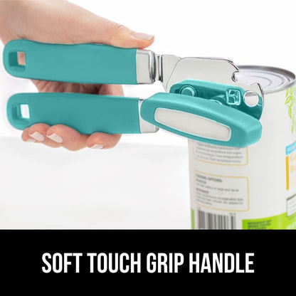 The Original Gorilla Grip Heavy Duty Stainless Steel Smooth Edge Manual Can Opener and Bottle Openers, Soft Handle, Rust Proof Oversized Handheld Easy Turn Knob, Multifunctional Kitchen Tool, Black