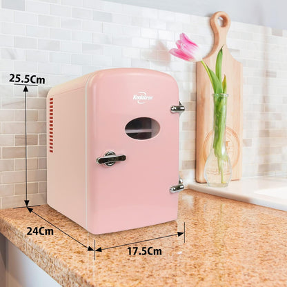 Coca-Cola Classic Coke Bottle 4L Mini Fridge w/ 12V DC and 110V AC Cords, 6 Can Portable Cooler, Personal Travel Refrigerator for Snacks Lunch Drinks Cosmetics, Desk Home Office Dorm, Red