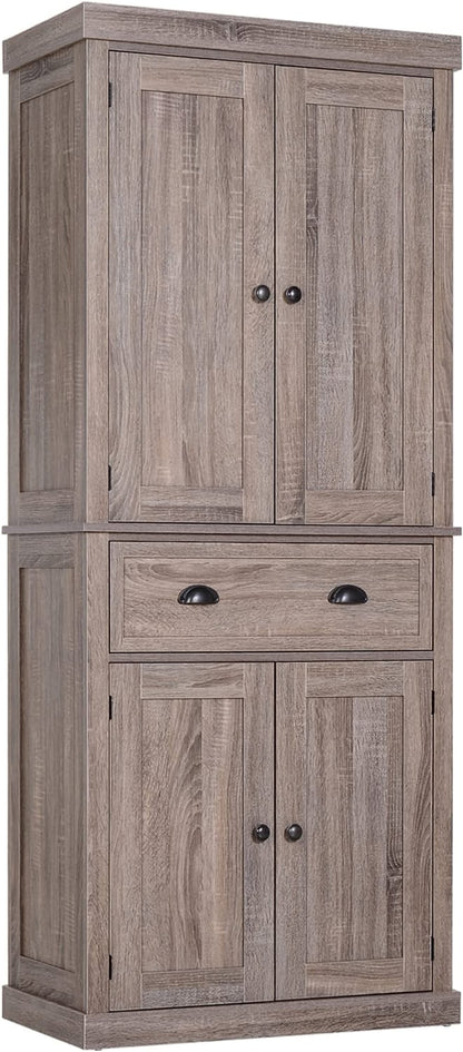 HOMCOM 72" Traditional Freestanding Kitchen Pantry Cupboard with 2 Cabinet