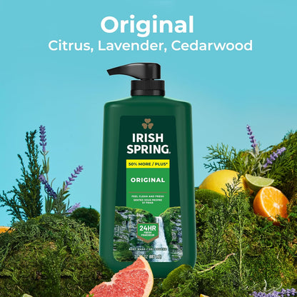 Irish Spring Mens Body Wash, Moisture Blast Body Wash for Men, Feel Fresh All Day, 30 Oz Pump Bottle