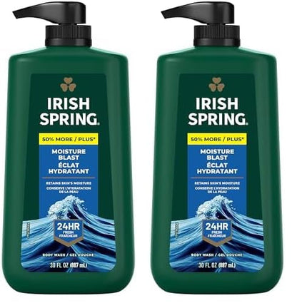 Irish Spring Mens Body Wash, Moisture Blast Body Wash for Men, Feel Fresh All Day, 30 Oz Pump Bottle