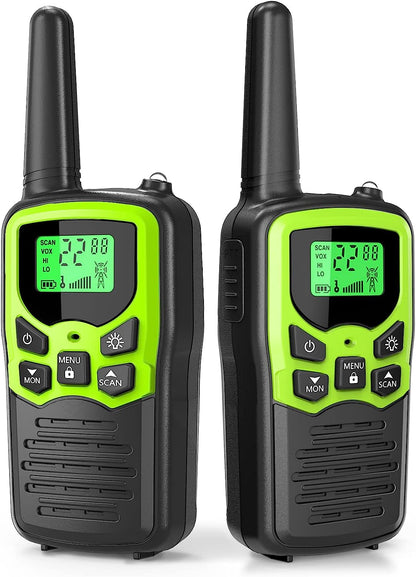 Walkie Talkies, MOICO Long Range Walkie Talkies for Adults with 22 FRS Channels, Family Walkie Talkie with LED Flashlight VOX LCD Display for Hiking Camping Trip (Orange 2 Pack)