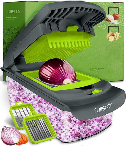 Fullstar Vegetable Chopper - Food Chopper - Onion Chopper - Vegetable Slicer & Spiralizer - Veggie Chopper with Container - Kitchen Gadgets - Home Essentials - Kitchen Accessories (4 in 1, White)