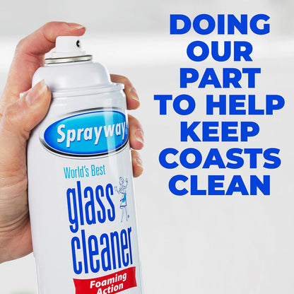 The Award Box Spraiway Glass Cleaner Foam Action Cleaner 19 oz. with Cleaning Cloth in Packaging (3 Pack)