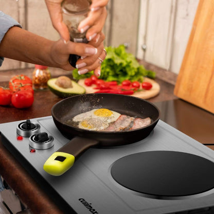 CUSIMAX Electric Hot Plate for Cooking Portable Single Burner 1500W Cast Iron hot plates Heat-up in Seconds Adjustable Temperature Control Stainless Steel Non-Slip Rubber Feet Upgraded Version B101