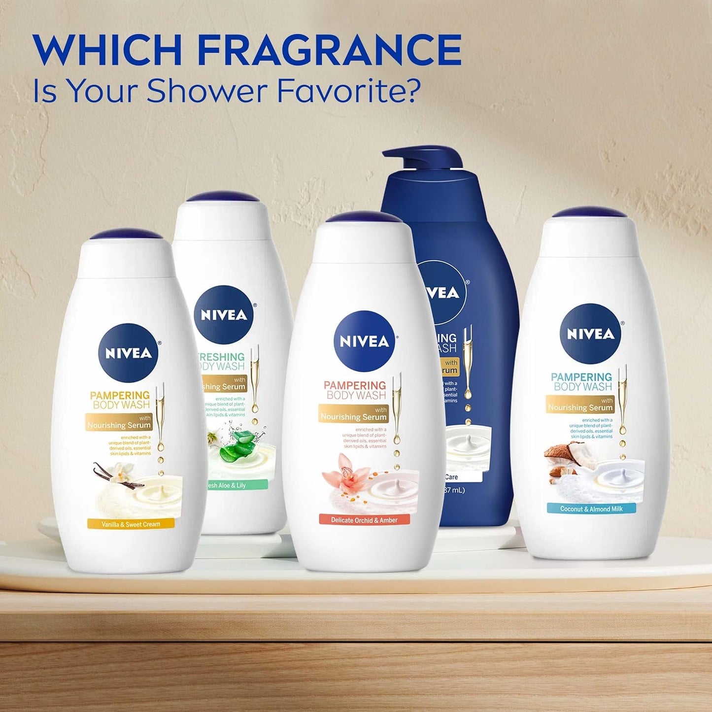 NIVEA Coconut and Almond Milk Pampering Body Wash, Moisturizing Body Wash with Nourishing Serum, Plant-Derived Oils, Essential Skin Lipids and Vitamins, 20 Fl Oz Bottle