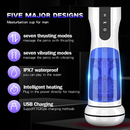 Buff - Waterproof Telescopic Sucking Vibration Masturbation Cup With Wearable Panty
