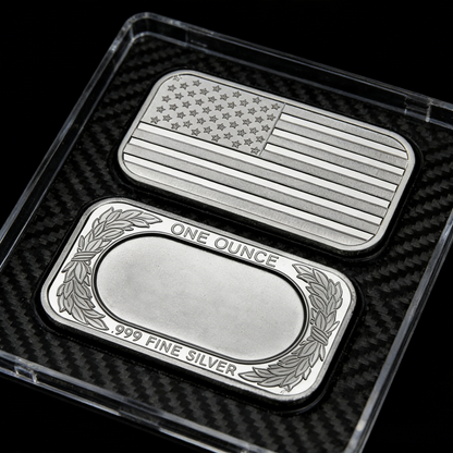 1 Ounce (1 oz) Silvertowne Mint .999 Silver American Flag Bar