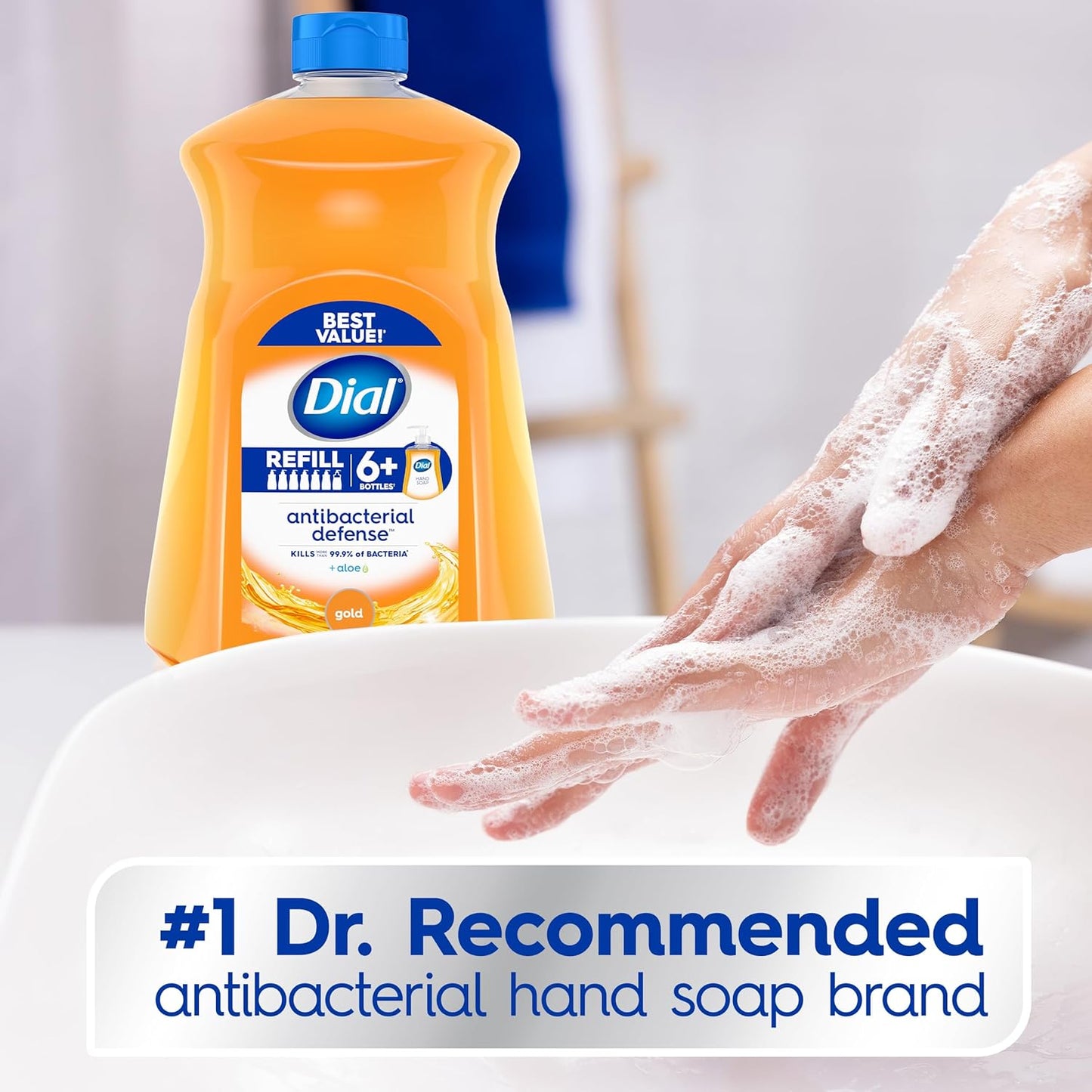 Dial Antibacterial Liquid Hand Soap Refill, Spring Water, 52 fl oz Pack of 3