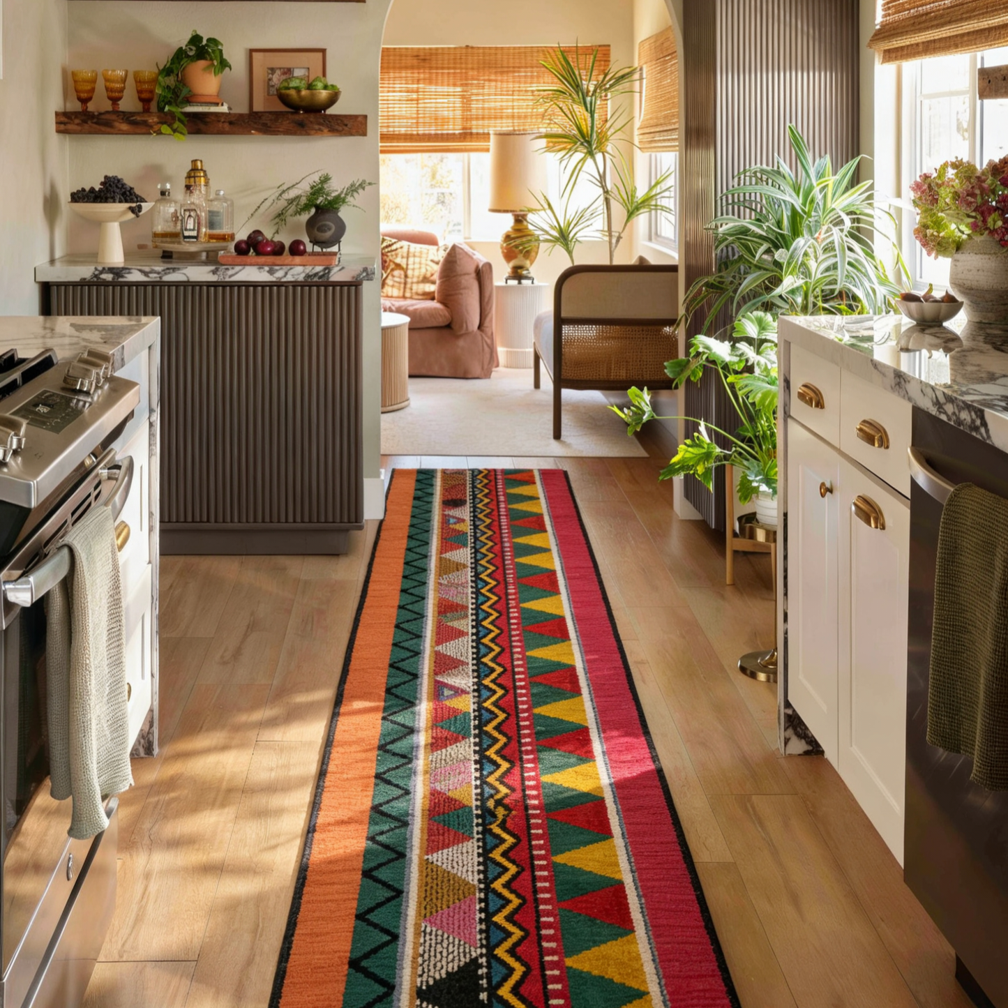 Vintage Sunset Washable Runner Rug