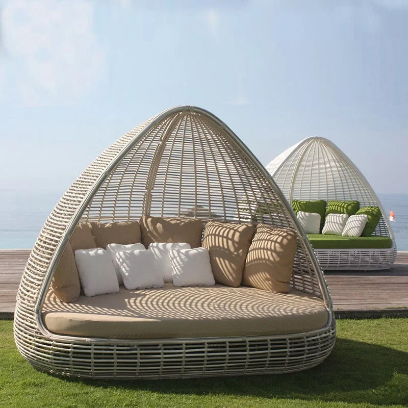 💝2024 HomeGood Solid Wood Wicker Swing Chair With Stand Rain Cover Included