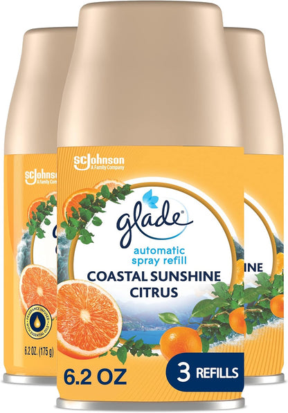 Glade Automatic Spray Air Freshener Refill, Scented Air Freshener for Home and Bathroom, Clean Linen, 6.2 Oz, 3 Count