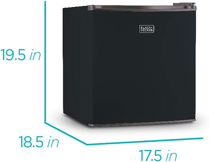 BLACK+DECKER BCRK17B Compact Refrigerator Energy Star Single Door Mini Fridge with Freezer, 1.7 Cubic Feet, Black