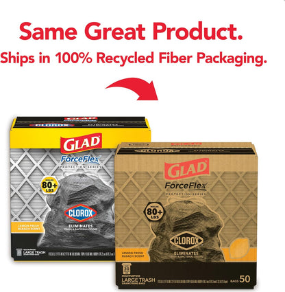 Glad Large Drawstring Trash Bags, ForceFlex 30 Gallon Black Trash Bags, 50 Count (Package May Vary)