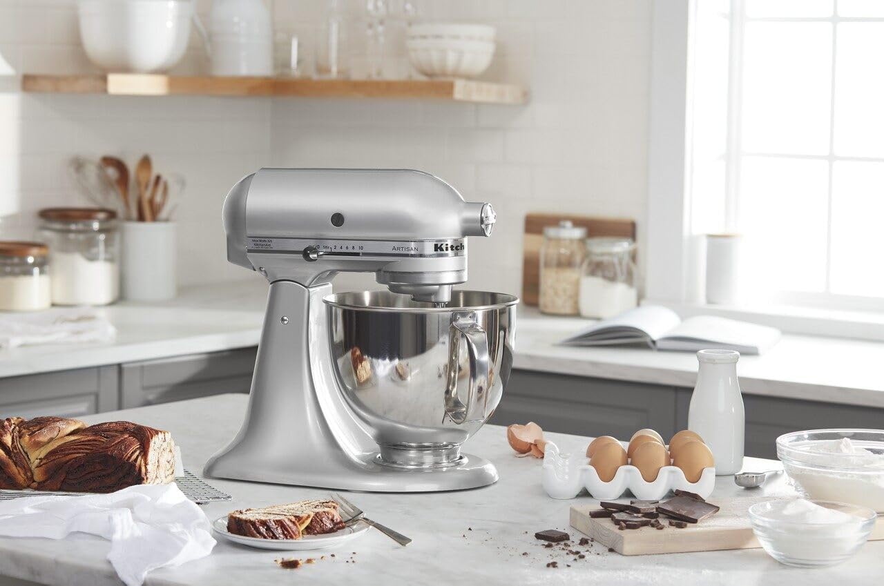 KitchenAid Artisan Series 5 Quart Tilt Head Stand Mixer with Pouring Shield KSM150PS, Removable bowl, Aqua Sky