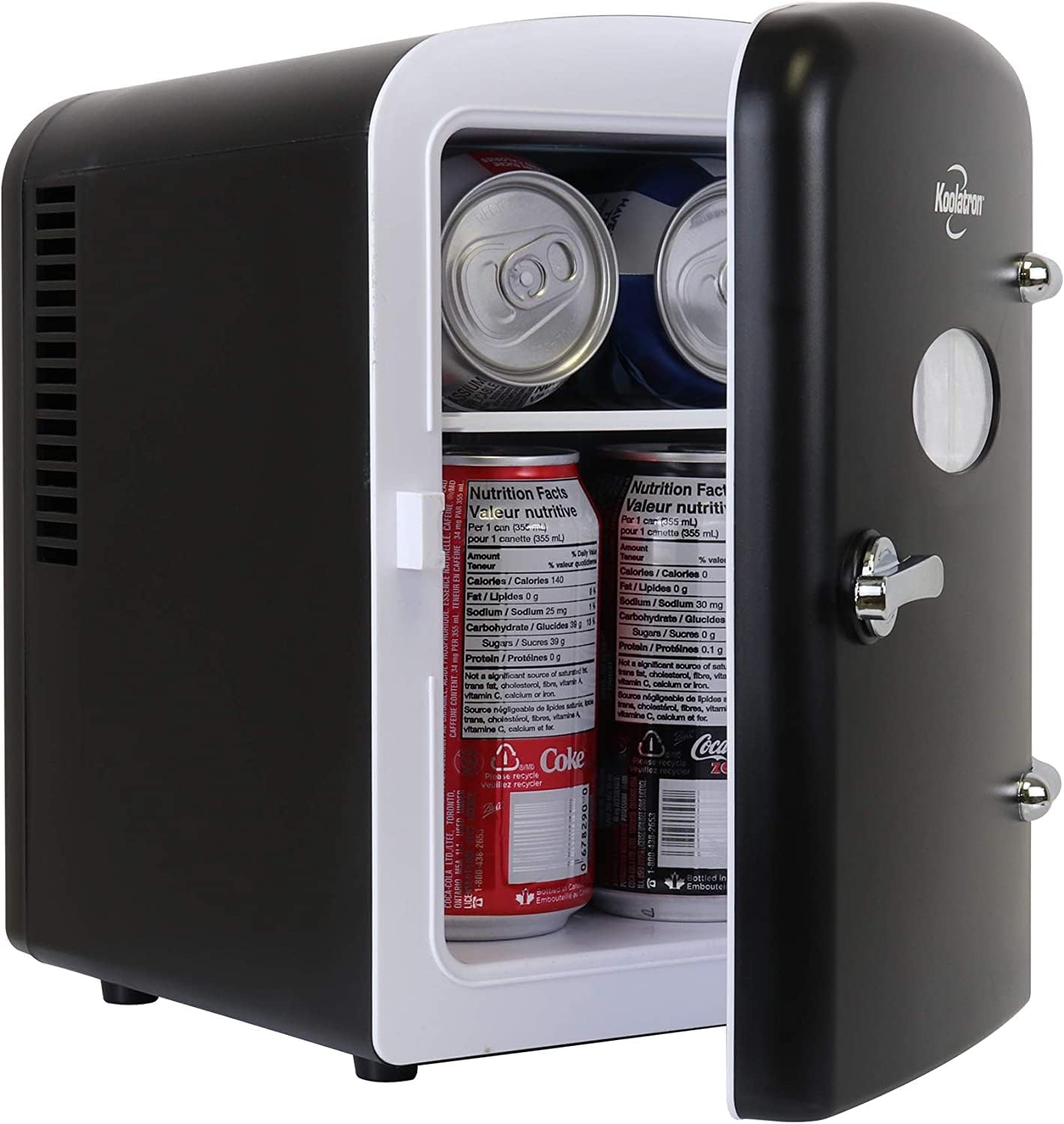 Coca-Cola Classic Coke Bottle 4L Mini Fridge w/ 12V DC and 110V AC Cords, 6 Can Portable Cooler, Personal Travel Refrigerator for Snacks Lunch Drinks Cosmetics, Desk Home Office Dorm, Red