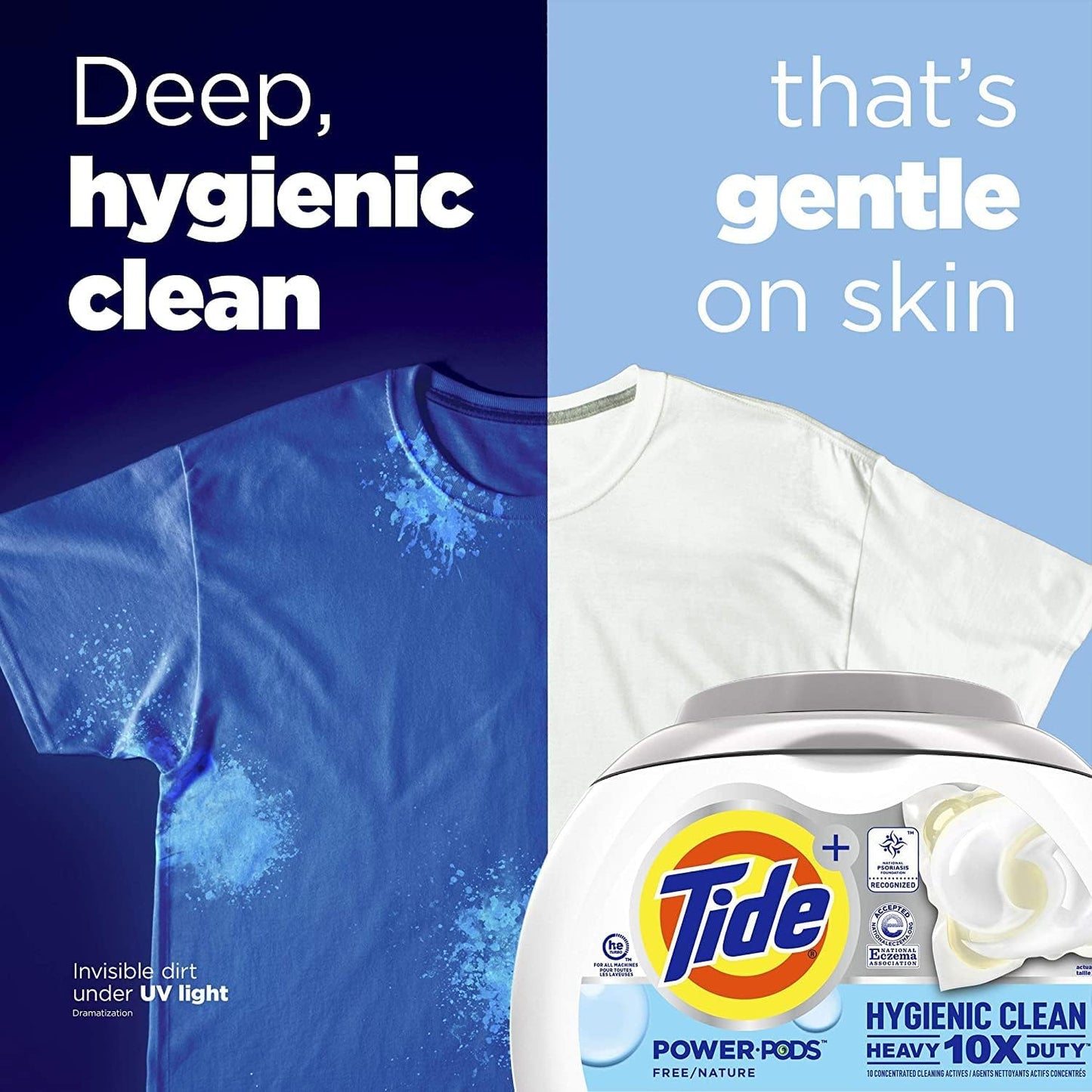 Tide Hygienic Clean Heavy 10x Duty Power PODS Laundry Detergent Pacs For Visible and Invisible Dirt, Spring Meadow Scent, 45 Count