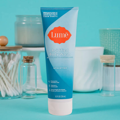 Lume Acidified Body Wash - 24 Hour Odor Control - Removes Odor Better than Soap - Moisturizing Formula - Formulated Without SLS or Parabens - OB/GYN Developed - 8.5 ounce (Peony Rose)