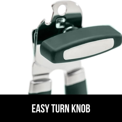 The Original Gorilla Grip Heavy Duty Stainless Steel Smooth Edge Manual Can Opener and Bottle Openers, Soft Handle, Rust Proof Oversized Handheld Easy Turn Knob, Multifunctional Kitchen Tool, Black