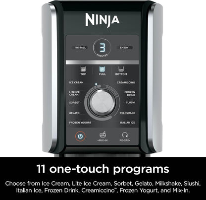 Ninja CREAMi Deluxe 11-in-1 Ice Cream & Frozen Treat Maker for Ice Cream, Sorbet, Milkshakes, Frozen Yogurt, & More, 11 Programs, XL Capacity, Silver, Includes (2) Family-Sized 24 oz. Tubs
