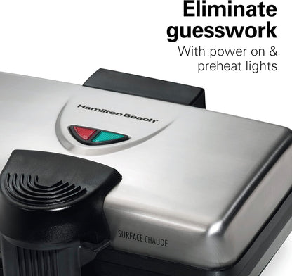 Hamilton Beach Belgian Mini Waffle Maker with Shade Control, Makes 2 at Once, Create Personalized Keto Chaffles and Hash Browns, Non-Stick Plates, Compact Design, Stainless Steel