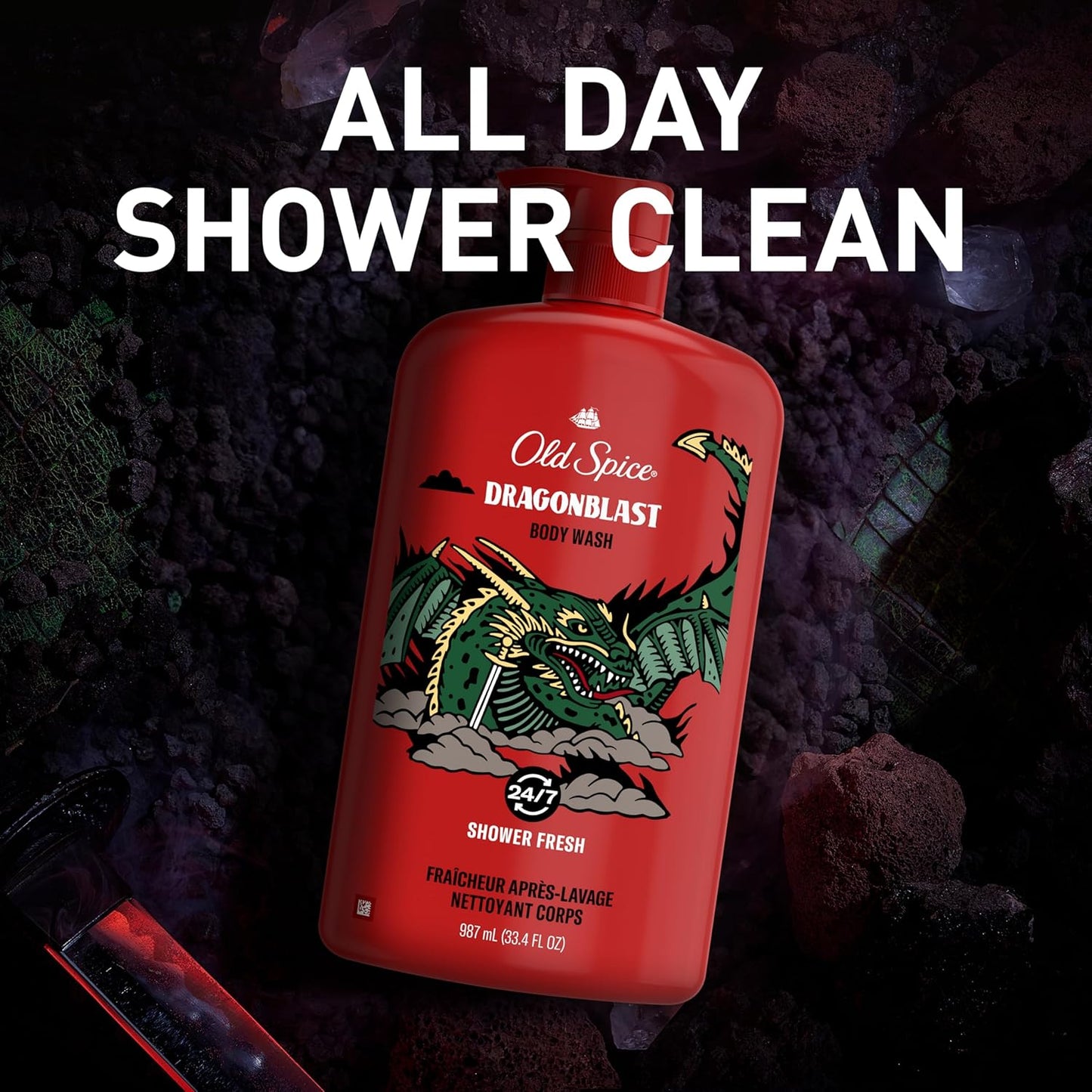 Old Spice Body Wash for Men, 24/7 Shower Fresh with Lasting Scent, Red Collection, Swagger with Cedarwood Scent, 24 fl oz (Pack of 2)