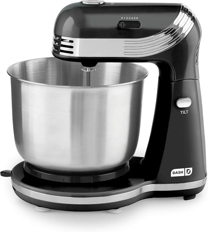 Dash Stand Mixer (Electric Mixer for Everyday Use): 6 Speed Stand Mixer with 3 Quart Stainless Steel Mixing Bowl, Dough Hooks & Mixer Beaters for Dressings, Frosting, Meringues & More - Aqua