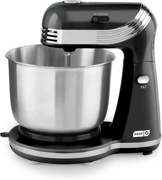 Dash Stand Mixer (Electric Mixer for Everyday Use): 6 Speed Stand Mixer with 3 Quart Stainless Steel Mixing Bowl, Dough Hooks & Mixer Beaters for Dressings, Frosting, Meringues & More - Aqua