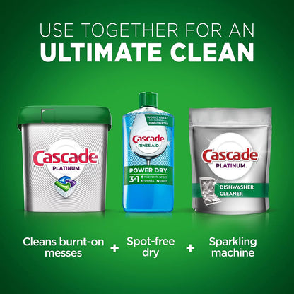Cascade Platinum Dishwasher Pods, Dishwasher Detergent, Dishwasher Pod, Dishwasher Soap Pod, Actionpacs Dish Washing Pod, Lemon, 62 Count Dishwasher Detergent Pods