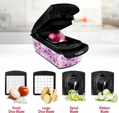 Fullstar Vegetable Chopper - Food Chopper - Onion Chopper - Vegetable Slicer & Spiralizer - Veggie Chopper with Container - Kitchen Gadgets - Home Essentials - Kitchen Accessories (4 in 1, White)