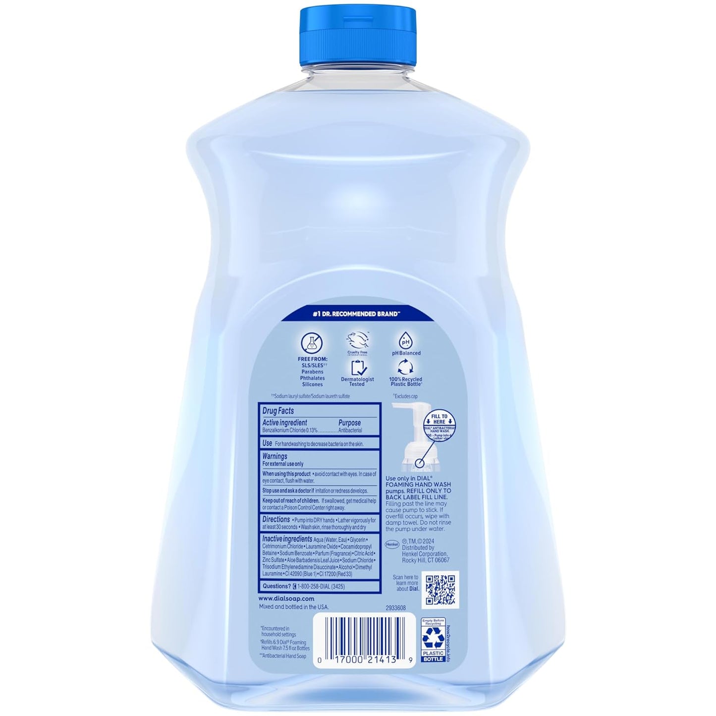 Dial Antibacterial Foaming Hand Soap Refill, Spring Water, 52 fl oz