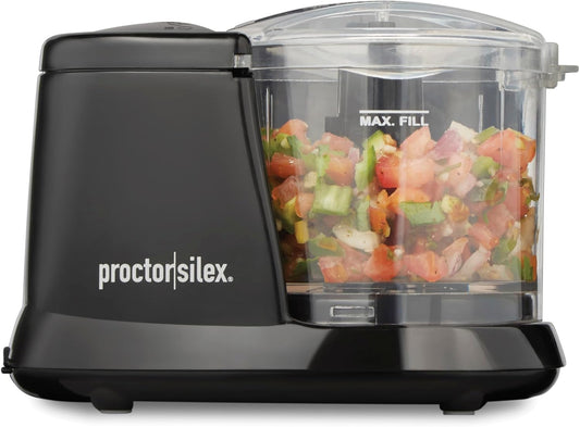 Proctor Silex Durable Electric Vegetable Chopper & Mini Food Processor for Chopping, Puree & Emulsify, 1.5 cups, Black