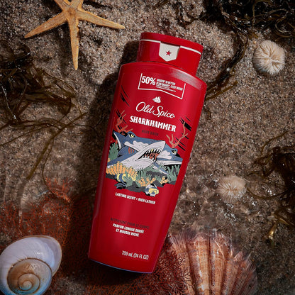 Old Spice Body Wash for Men, 24/7 Shower Fresh with Lasting Scent, Red Collection, Swagger with Cedarwood Scent, 24 fl oz (Pack of 2)