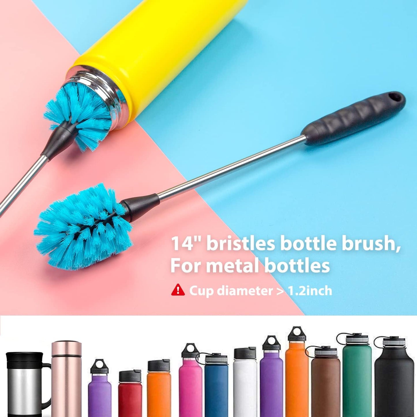 Holikme 8 Pack Bottle Brush Cleaning Set, Long Handle Bottle Cleaner for Washing Narrow Neck Beer Bottles Wine Decanter Narrow Cup Pipes Sinks Cup Cover, White
