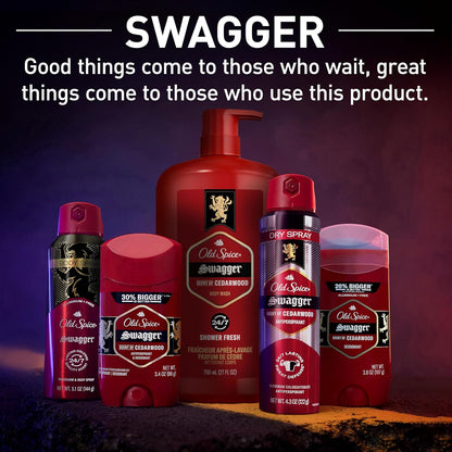 Old Spice Body Wash for Men, 24/7 Shower Fresh with Lasting Scent, Red Collection, Swagger with Cedarwood Scent, 24 fl oz (Pack of 2)