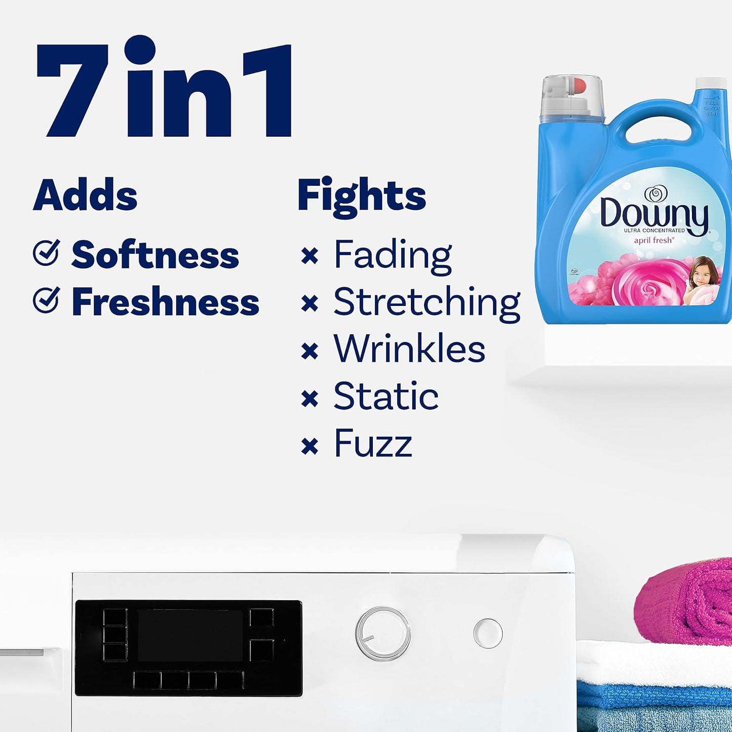 Downy Fabric Softener Liquid, April Fresh Scent, 140 fl oz, 190 Loads, HE Compatible