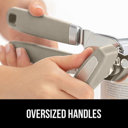 The Original Gorilla Grip Heavy Duty Stainless Steel Smooth Edge Manual Can Opener and Bottle Openers, Soft Handle, Rust Proof Oversized Handheld Easy Turn Knob, Multifunctional Kitchen Tool, Black