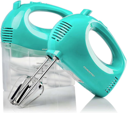 OVENTE Portable 5 Speed Mixing Electric Hand Mixer with Stainless Steel Whisk Beater Attachments & Snap Storage Case, Compact Lightweight 150 Watt Powerful Blender for Baking & Cooking, Black HM151B