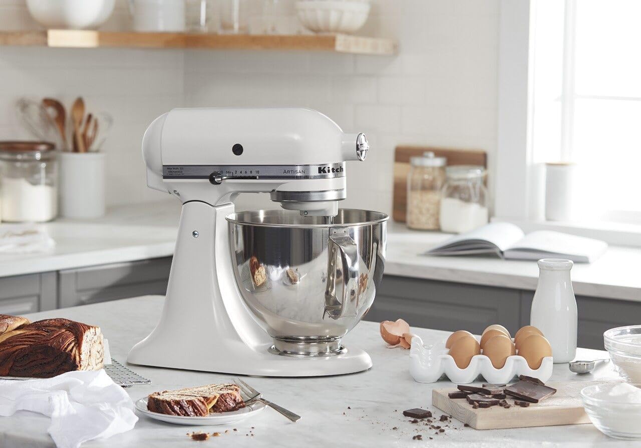 KitchenAid Artisan Series 5 Quart Tilt Head Stand Mixer with Pouring Shield KSM150PS, Removable bowl, Aqua Sky