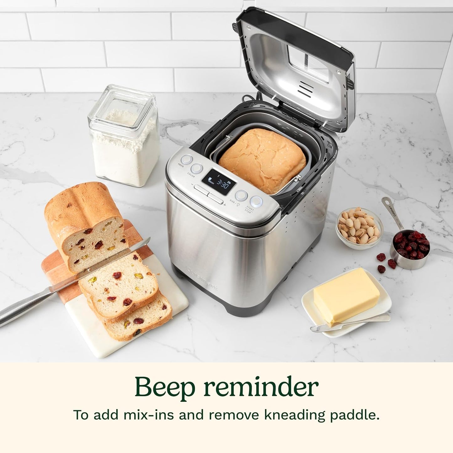 Cuisinart Bread Maker Machine, Compact and Automatic, Customizable Settings, Up to 2lb Loaves, CBK-110P1, Silver,Black