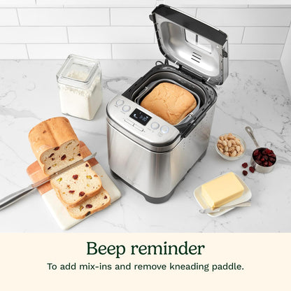 Cuisinart Bread Maker Machine, Compact and Automatic, Customizable Settings, Up to 2lb Loaves, CBK-110P1, Silver,Black