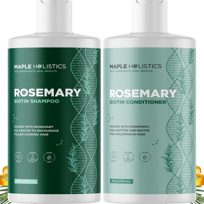 Volumizing Biotin Shampoo and Conditioner Set - Sulfate Free Shampoo and Conditioner for Dry Damaged Hair Care - Thinning Hair Shampoo and Conditioner with Nourishing Biotin and Rosemary Oil (8oz)