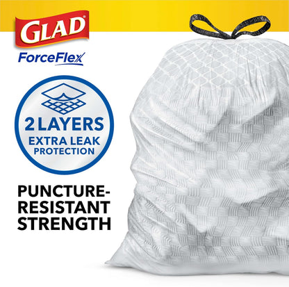 Glad Tall Kitchen Drawstring Trash Bags - Odorshield 13 Gallon White Trash Bag, Febreze Fresh Clean, 110 Count