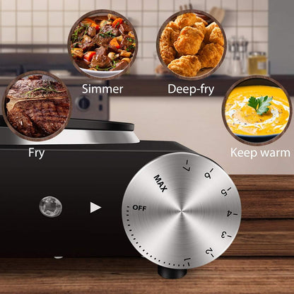 CUSIMAX Electric Hot Plate for Cooking Portable Single Burner 1500W Cast Iron hot plates Heat-up in Seconds Adjustable Temperature Control Stainless Steel Non-Slip Rubber Feet Upgraded Version B101